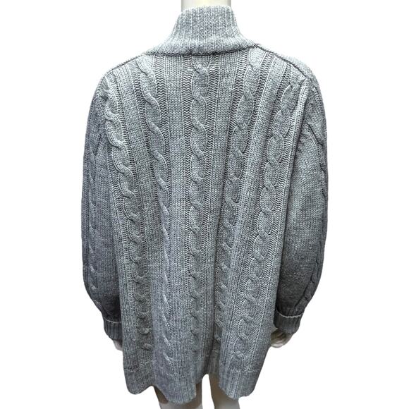 Vintage 80s Sears Men's Gray Cable Knit Cardigan Sweater Chunky Size 44 - Picture 4 of 15